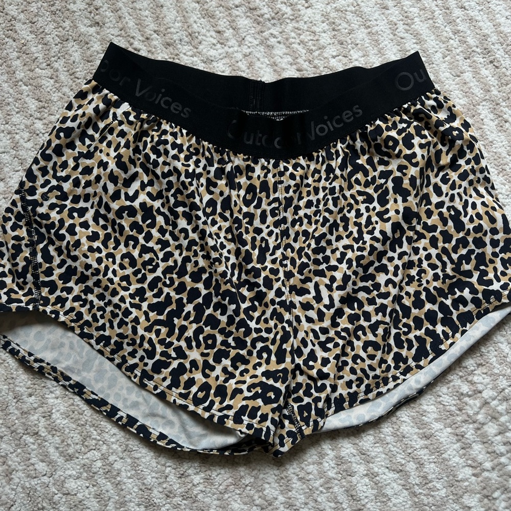Outdoor Voices Cheetah Relay Short 3” in M—worn 2x (no built in underwear)